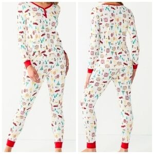 LC Lauren Conrad Christmas Holiday Pajama Set, Henley Long Sleeve & Joggers, EUC